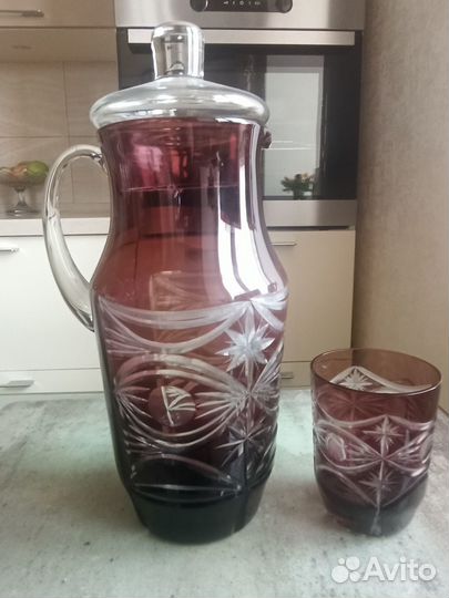 Графин цветной хрустальный СССР