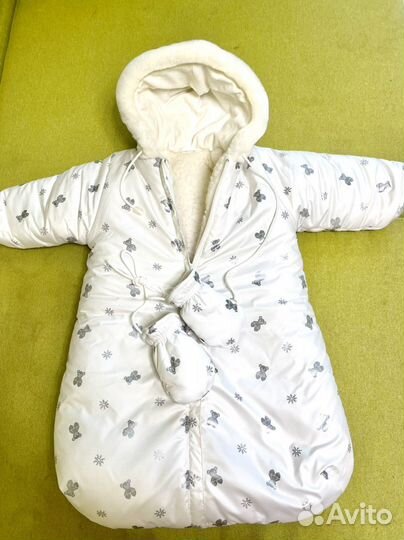 Детский конверт зимний на овчине для мальчиков