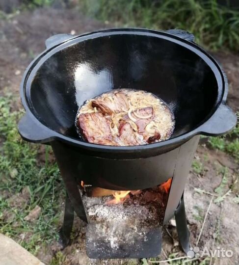 Казан чугунный 12 литров с печкой