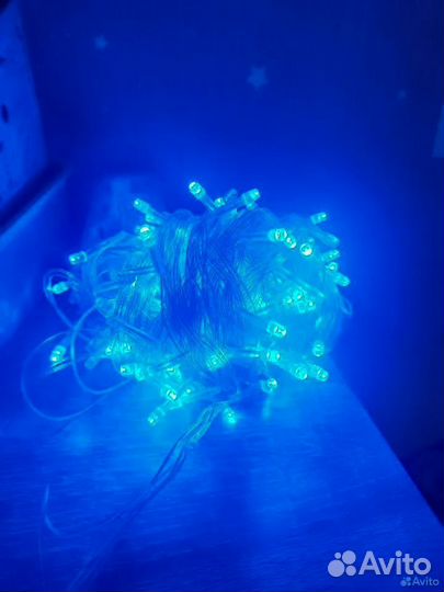 Гирлянда синий свет 10 метров