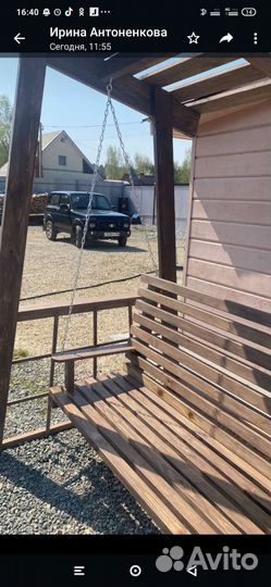 Садовые качели из дерева