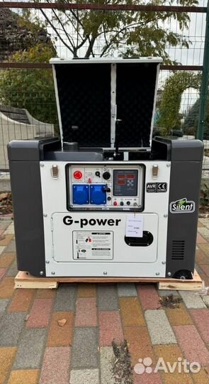 Дизельный генератор 10 kW G-power однофазный 11000