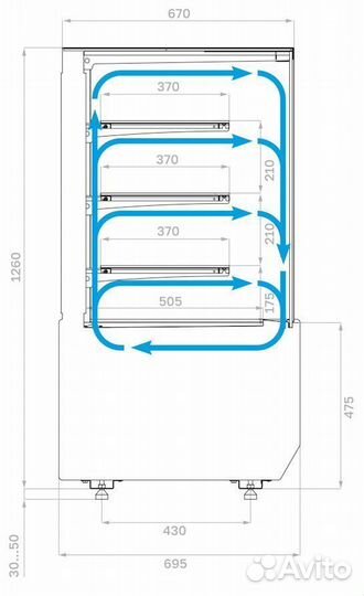 Кондитерская витрина Carboma KC70 VV 1,3 2.0 Бронз
