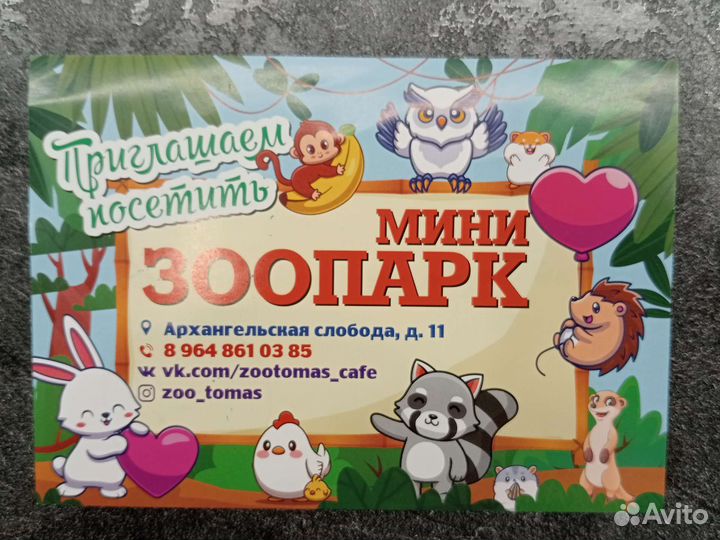 Детский билет в контактный зоопарк