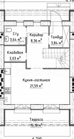 4-к. квартира, 96 м², 2/2 эт.