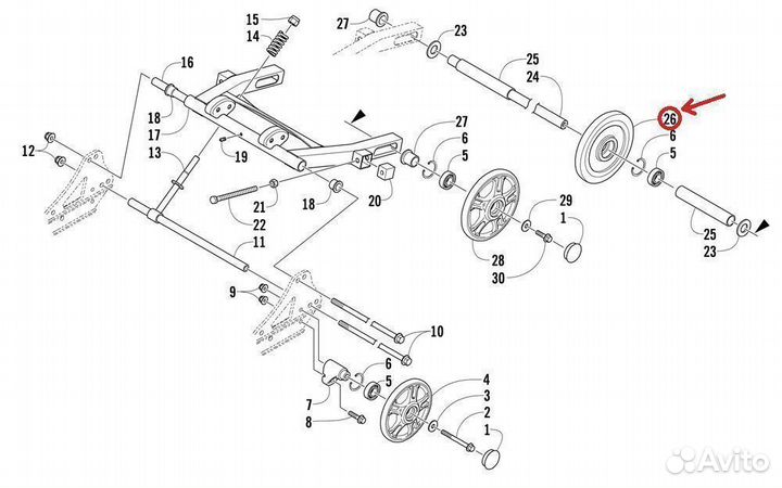 Ролик задний внутренний для снегохода Arctic-Cat
