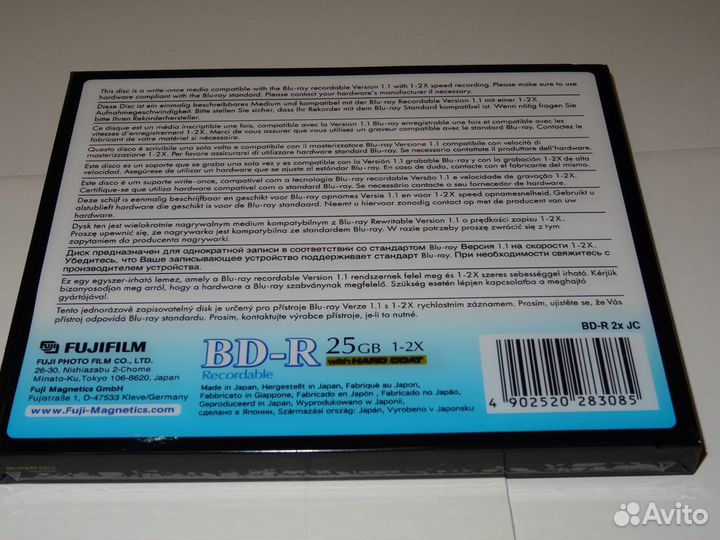 Blu-ray Fujifilm BD-R 25GB 1x 2x Япония Запечатан
