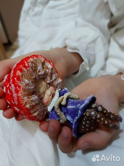 Ватные игрушки детки грибочки