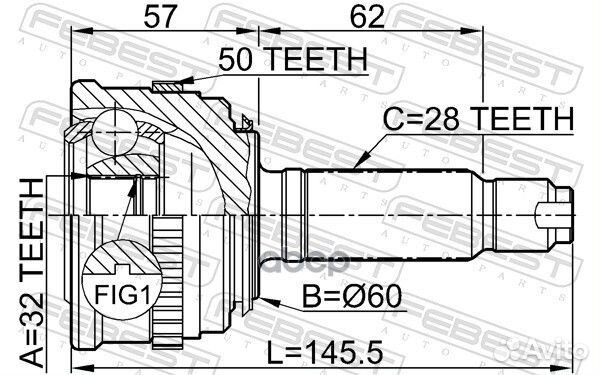 ШРУС наружный 32x60x28 (honda accord CC/CD/CE 1