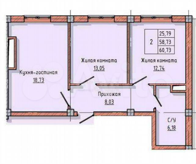 2-к. квартира, 61 м², 10/14 эт.
