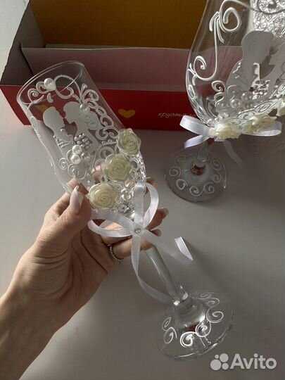 Свадебные бокалы ручной работы