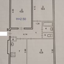 3-к. квартира, 58,6 м², 4/5 эт.