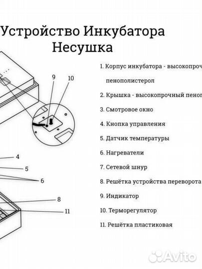 Инкубатор 77 яиц 220/12 В аналог термометр, 46255