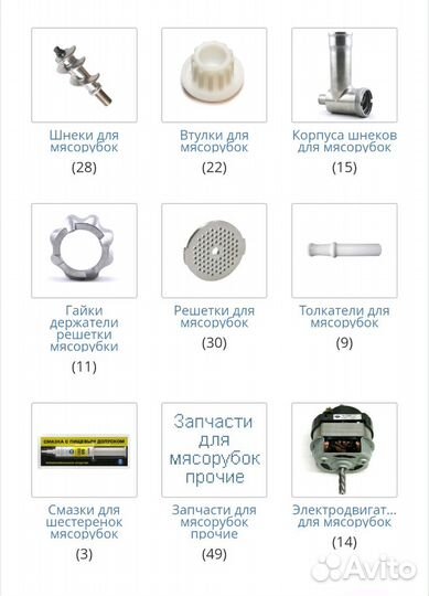 Запчасти на мясорубки