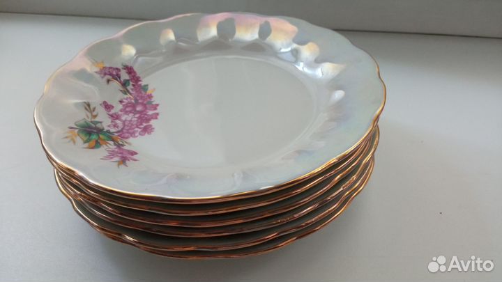 Тарелки 17 см. 6 штук. Винтаж. 90 г. Коростень. фз