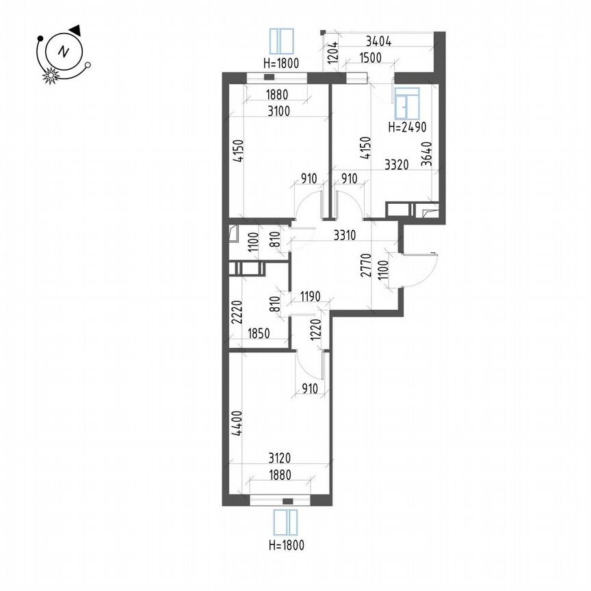 2-к. квартира, 58,6 м², 11/12 эт.