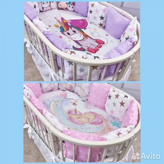 Бортики в кроватку и одеяло 2 расцветки новые