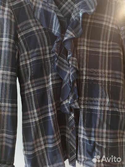 Рубашка тёмно-синяя в клетку