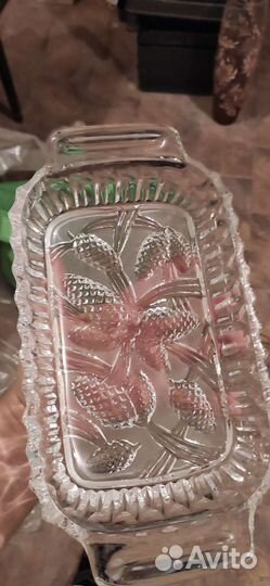 Хрустальная ваза, поднос, посуда, большой сервиз