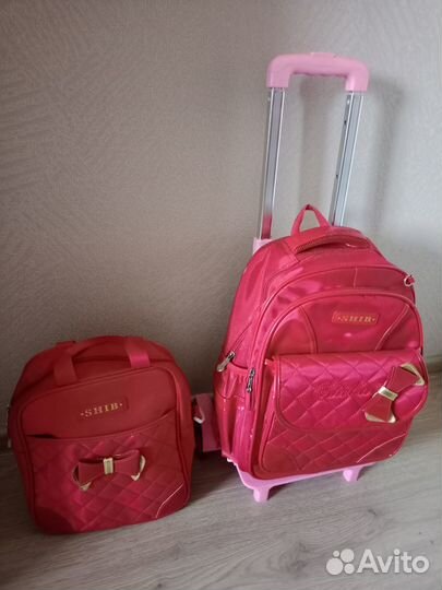 Ранец-рюкзак с тележкой и сумкой для доп.занятий