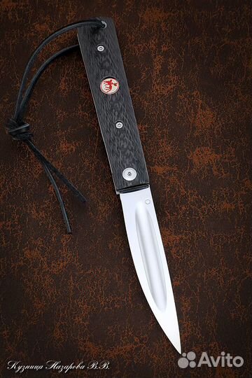 Нож складной Якут сталь Х12мф накладки карбон со з