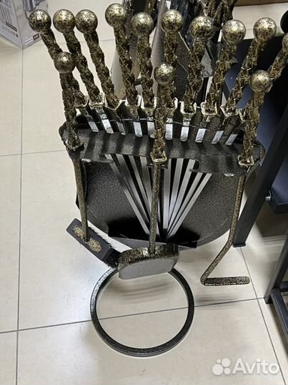 Набор шампуров 10 шт с кованным щитом руч. работа