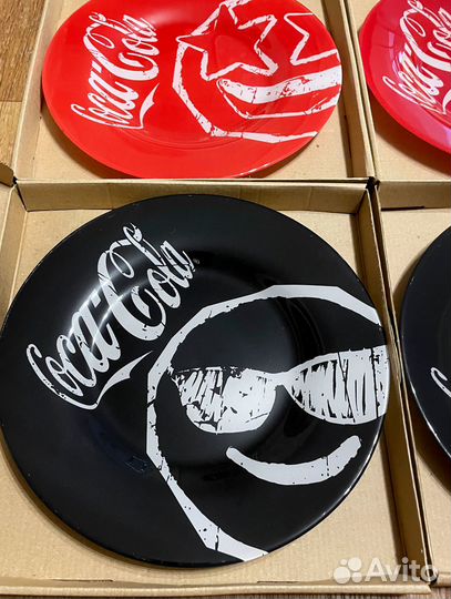 Набор 4 тарелки Кока-кола (стекло, 27см.)