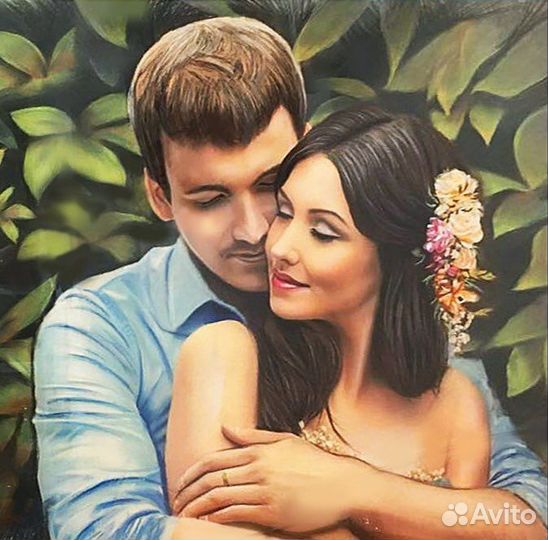 Портреты по фото красками на холсте