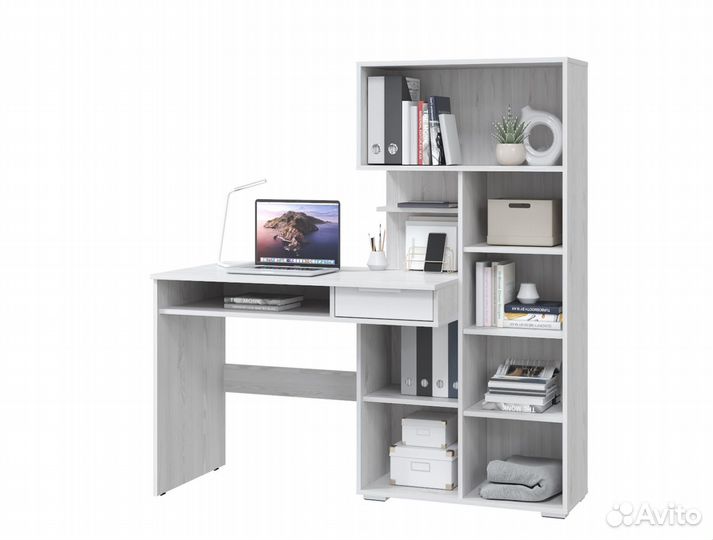 Стол компьютерный Бэйсик (Ясень анкор/Белый снег)