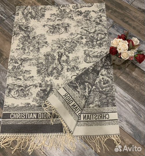 Кашемировый палантин шарф Dior серый