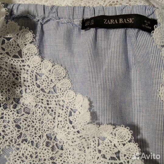 Блузка Zara лён хлопок кружево