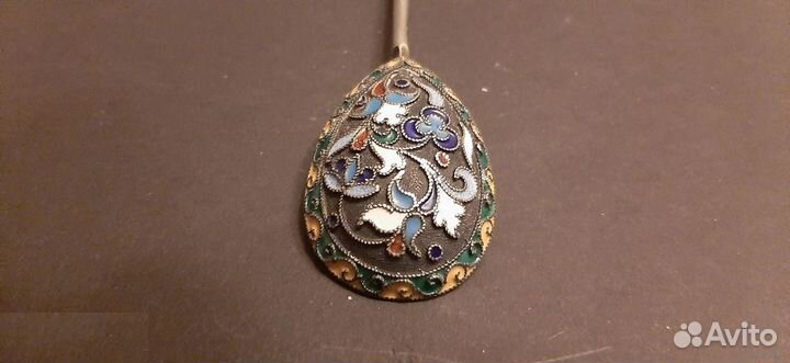 Ложка.Эмаль. Клеймо Н.А. 13.1 см, 21.4 гр