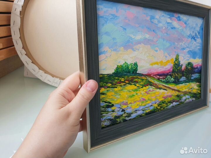 Картина Пейзаж Прованс 20х30см в раме масло