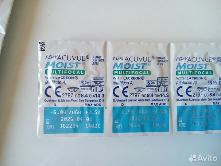 Линзы мультифокальные 1-Day acuvue moist -6 Hi