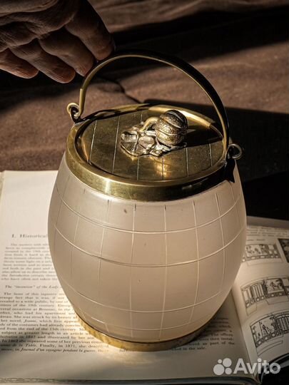 Старинная стеклянная бисквитница с тыквой, Англия