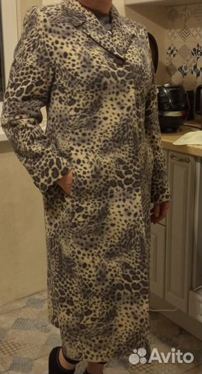 Пальто женское, демисезонное, леопардовое, р 46-48