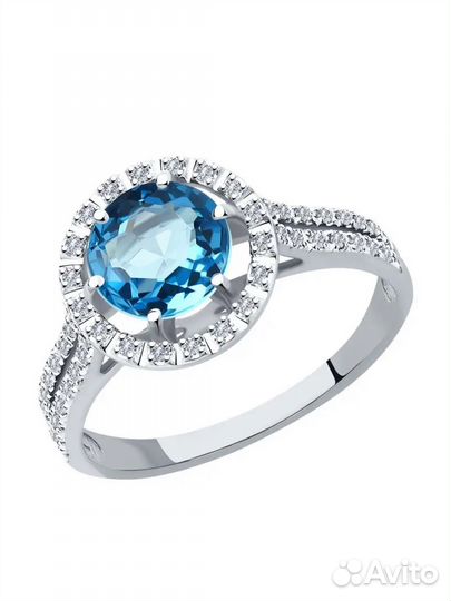 Sokolov кольцо 585 с бриллиантами и топазом