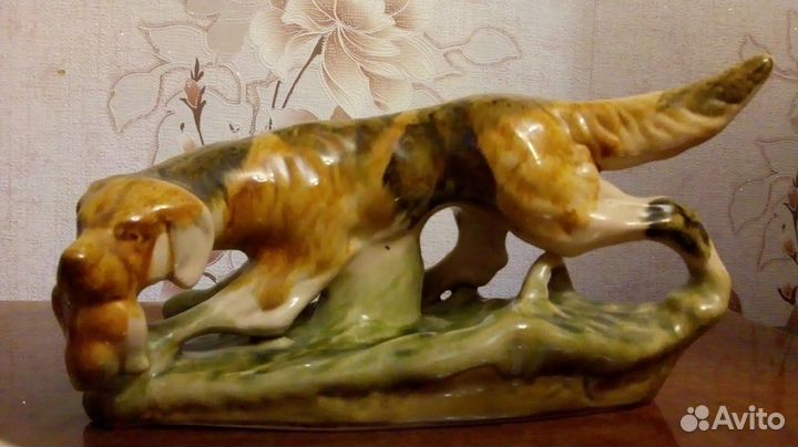 Статуэтка СССР. Собака охотничья Сеттер с дичью