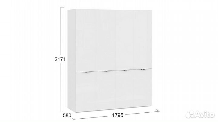 Шкаф комбинированный с 4 дверями со стеклом 