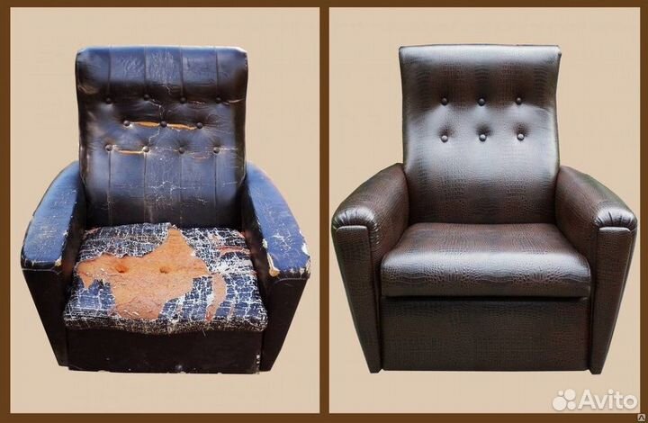 Перетяжка мягкой мебели на дому у заказчика