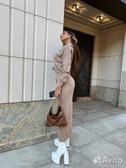 Вязаный костюм с юбкой, 42-46