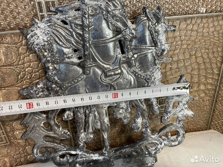 Тройка коней панно металл СССР