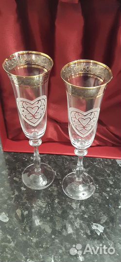 Хрустальные фужеры свадебные бокалы Богемия