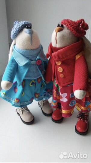 Игрушки зайцы,ручная работа