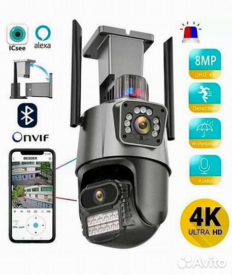 Камера видеонаблюдения wifi с 2 объективами