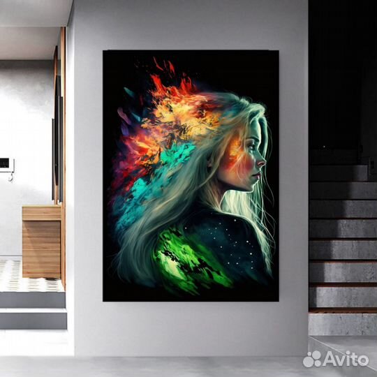 Картина маслом на заказ Портрет Девушки Огонь