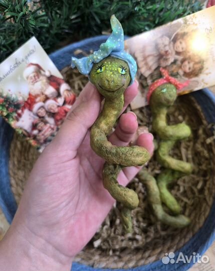 Ватные елочные игрушки, змея