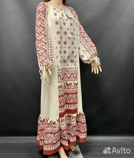 Льняное платье в русском стиле Костромичка