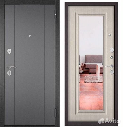 Металлические двери с зеркалом