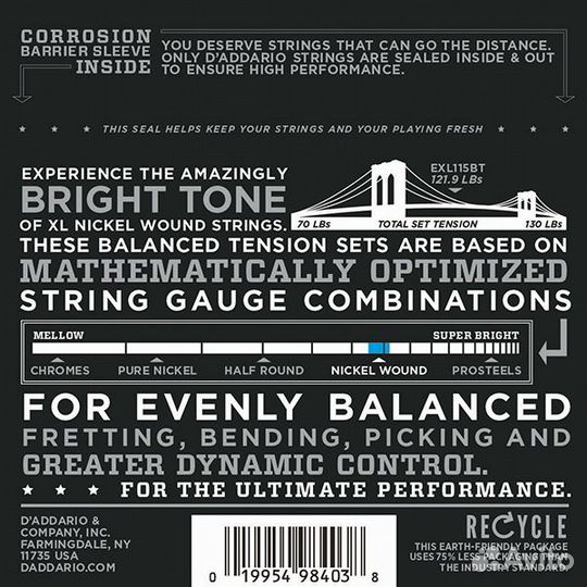 Струны для электрогитары D'Addario EXL115BT